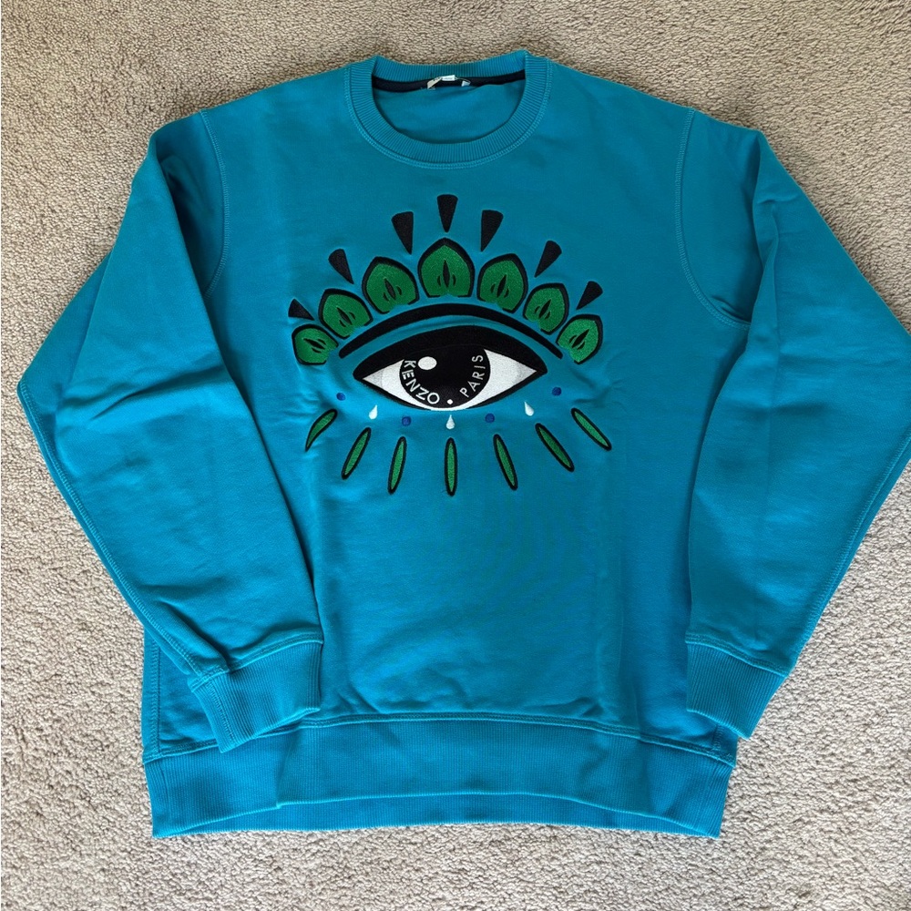 Kenzo Teal Eye Design Crewneck Sweater
